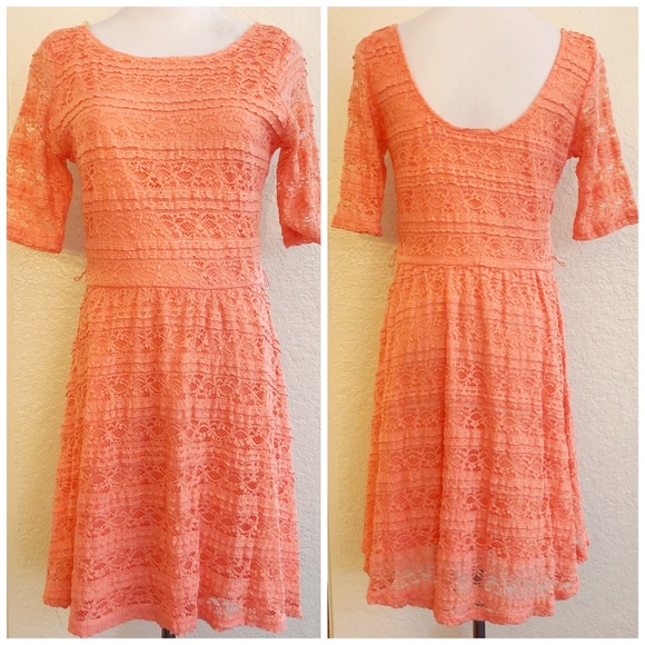 Coral Lace Dress - Picture 1 of 4